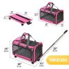 Heavy Duty Dog Carrier with Wheels, Heather Pink, 20"L x 13"W x 11.5"H