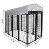 Dog Kennel with Roof Cover Heavy Duty Dog Crate for Medium and Large-sized Dogs, Black (Sandblasted)