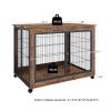 Furniture Style Dog Crate Side Table on Wheels with Double Doors and Lift Top.(Rustic Brown,43.7''w x 30''d x 31.1''h)