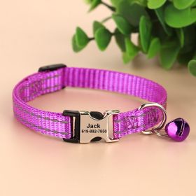 Engraved Anti Slip Reflective Cat Neck Collar (Color: Purple)