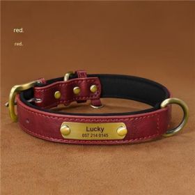 Dog Collar Engraved With Lettering To Prevent Loss Of Neck Collar (Option: Red-XL)