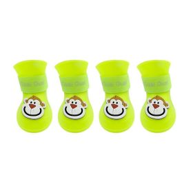 Cartoon Pet Boots Silicone Waterproof Non-slip Soft Bottom Summer Cat Supplies (Option: Fluorescent Yellow-S)