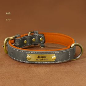 Dog Collar Engraved With Lettering To Prevent Loss Of Neck Collar (Option: Grey-XS)