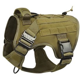 Large Dog Adjustable Camouflage Tactics Hand Holding Rope Nylon Strap (Option: Dog Vest Khaki Upgraded-L)