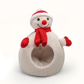 Cat Nest Winter Warm Three-dimensional Cartoon Closed (Option: White Snowman-Small)