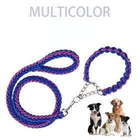 Eight-strand nylon braided dog collar leash dog chain impact blasting chain pet leash (colour: red, Specification (L * W): S)