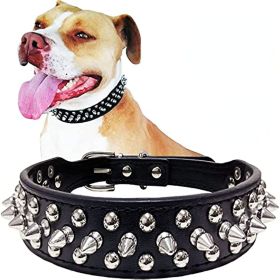 Adjustable Microfiber Leather Spiked Studded Dog Collar with a Squeak Ball Gift for Small Medium Large Pets Like Cats/Pit Bull/Bulldog/Pugs/Husky (Color: Red, size: XL(17.7"-20.5" / 45cm-52cm))