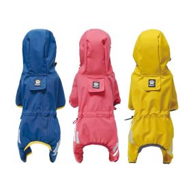 Small dog raincoat; body full surrounding; waterproof poncho pet clothes; with tow holes in the back (colour: turmeric, size: L (recommended weight 6-9 jin))