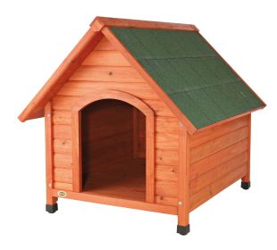 Cottage Weatherproof Small Wooden Outdoor Dog House with Elevated Floor, Brown (size: L)