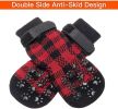 Chrismas Anti-Slip Dog Socks; Waterproof Paw Protectors with Reflective Straps Traction Control for Indoor & Outdoor Wear; 4pcs