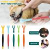 Three Sided Pet Toothbrush Three-Head Multi-angle Toothbrush Cleaning Dog Cat Brush Bad Breath Teeth Care Tool