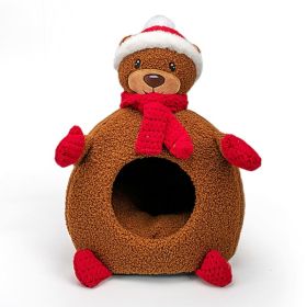 Cat Nest Winter Warm Three-dimensional Cartoon Closed (Option: Brown Bear-Large)