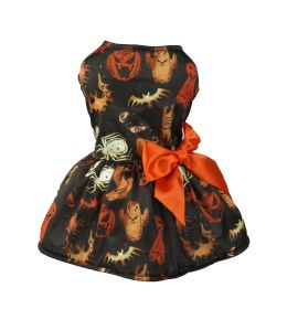 Halloween Small Dog Clothes Pet Dress Pumpkin Print Dress Chihuahua Yorkie Mesh Dress Pet Party Clothing Cat Dog Costume (Option: Black-L)