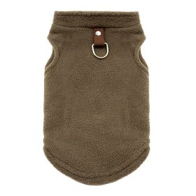 Pet Clothes Thickened Pure Color Ribbon Traction (Option: Polar Fleece Vest Coffee-XL)