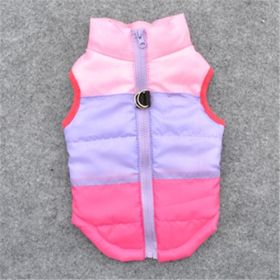 New Dog Clothes Winter Thickened Dog Cotton-padded Jacket Waistcoat Vest Down Silk Cotton Traction Buckle (Option: Rose Red-S)