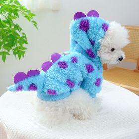 Fleece-lined Warm Dog Cat Clothing Flower Four Feet Pet Costume (Option: Short Flower Dinosaur-M)