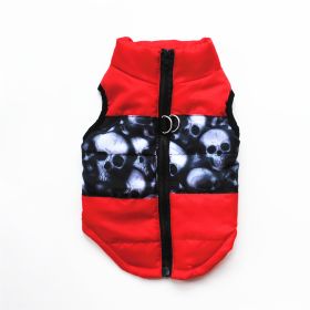 New Dog Clothes Winter Thickened Dog Cotton-padded Jacket Waistcoat Vest Down Silk Cotton Traction Buckle (Option: Red Chopsticks Head-M)