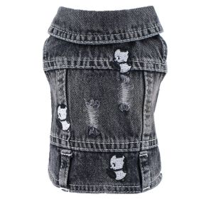 Pet Dog Black Ripped Panda Denim Vest (Option: Black Panda Vest-M)