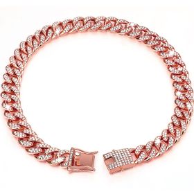 Diamond Hip Hop Dog Collar Necklace (Option: Rose Gold-28inch 70cm)