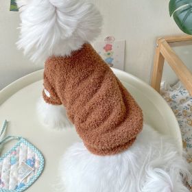 Double-sided Cloud Velvet Thickened Pet Puppy Cat Clothes (Option: Brown-L)